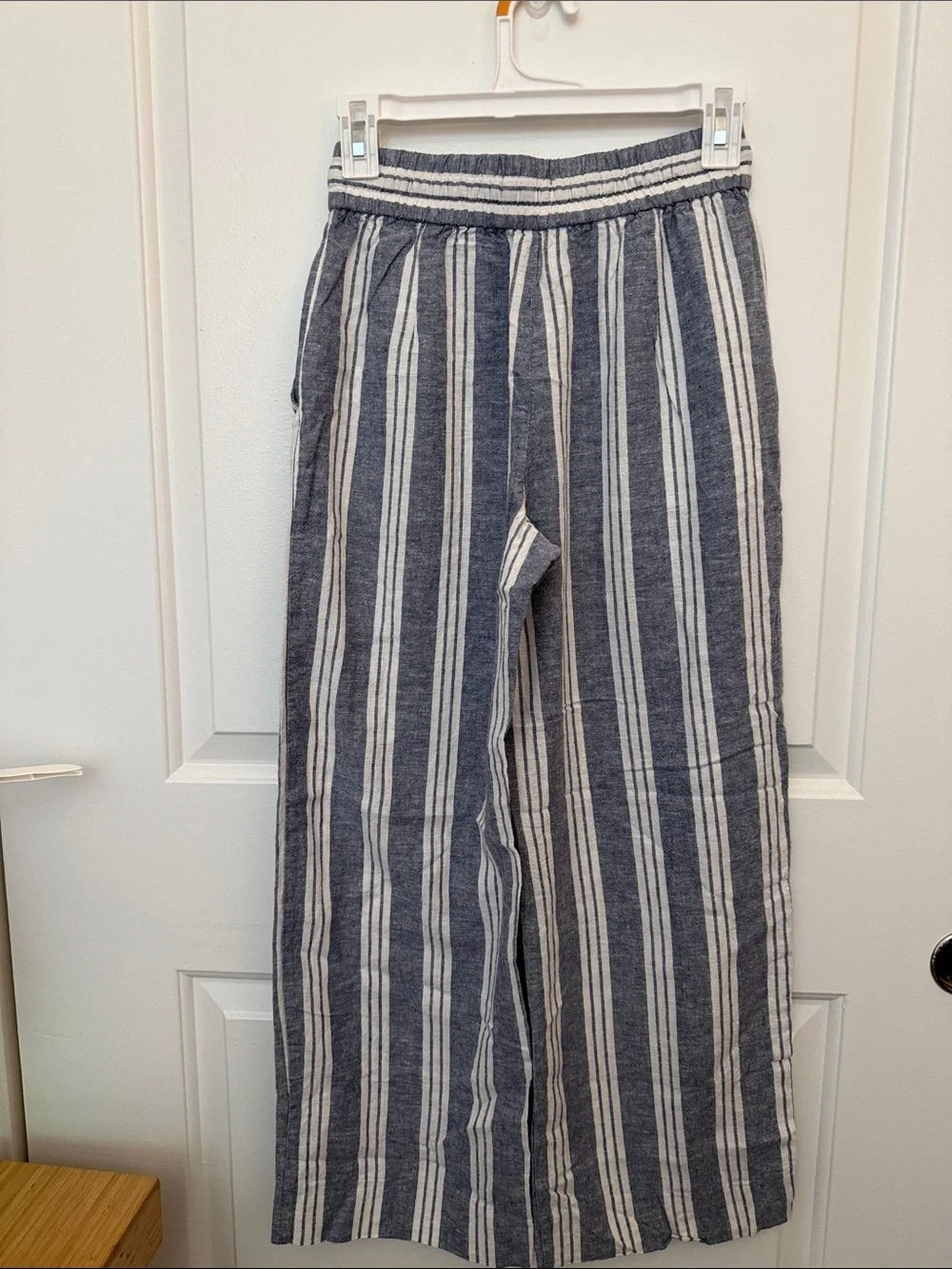 Zara Blue White Striped Wide Leg Palazzo Pants XS